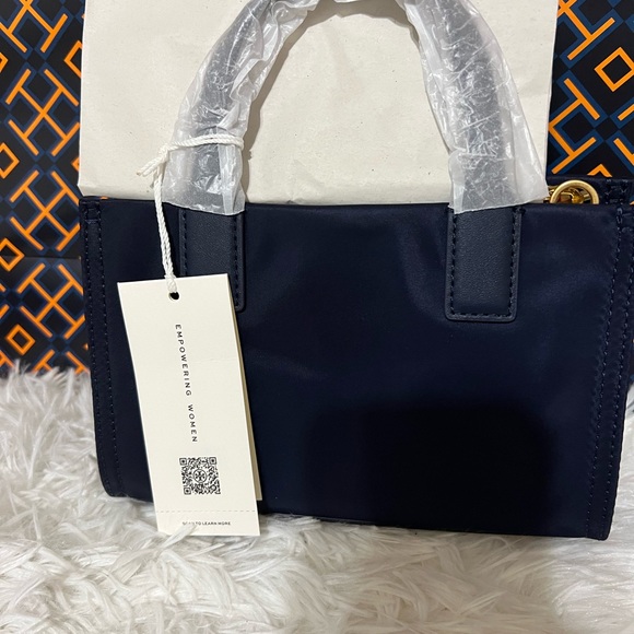 NWT Authentic Tory Burch Navy EllaNylon Mini Tote - Picture 4 of 5